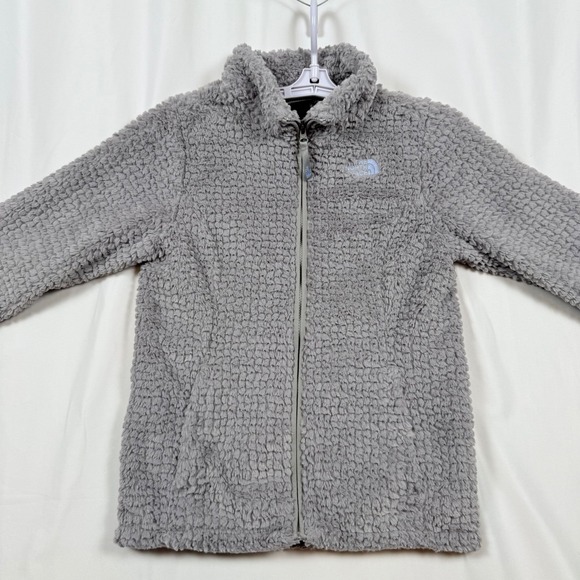 The North Face Girls' Gray Fuzzy Fleece Full Zip Jacket Size L (14/16) - Picture 1 of 11
